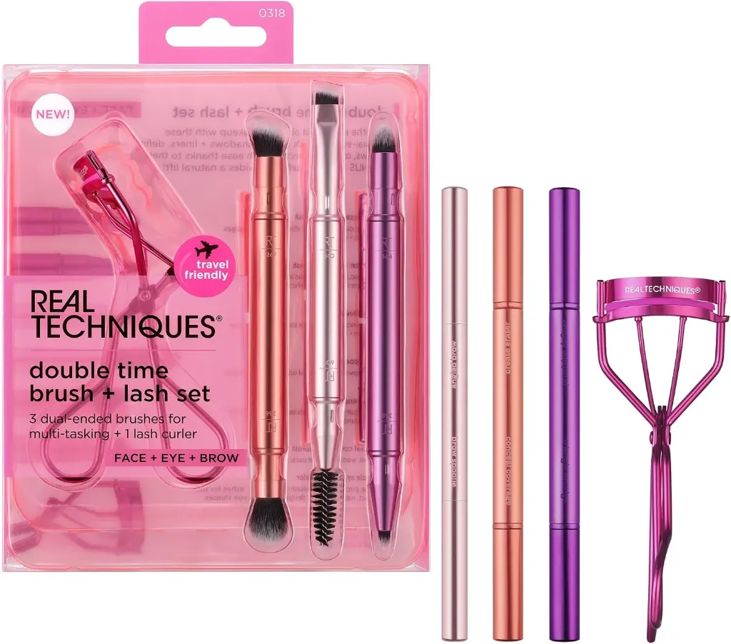 Real Techniques Double Time Brush + Lash Kit, 4 Piece Set